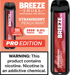 Strawberry Peach Mint Breeze Pro 2000 Puffs